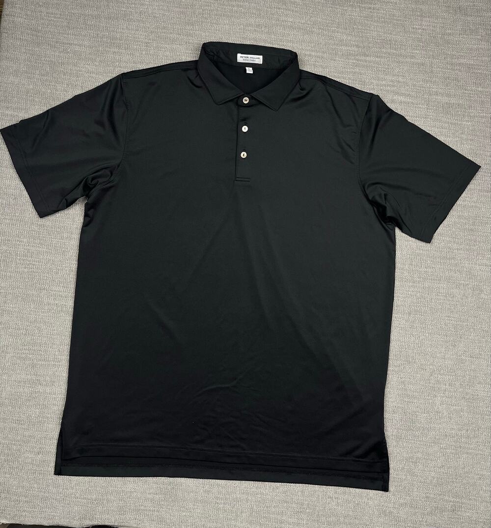 Peter Millar Summer Comfort Polo Shirt Mens XL Black Performance Golf